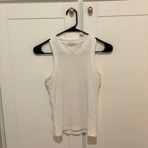 Madewell White High Neck Cropped Ribbed Tank